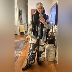 Upcycled by Me Wide Leg Railroad Striped Boho Pants size M